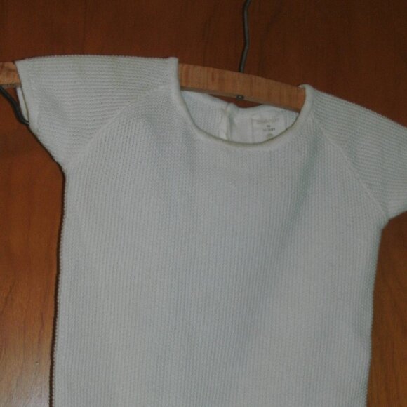 Analogie by Lil Legs White Textured 100% Cotton One Piece Bodysuit Top 24M - Picture 2 of 3